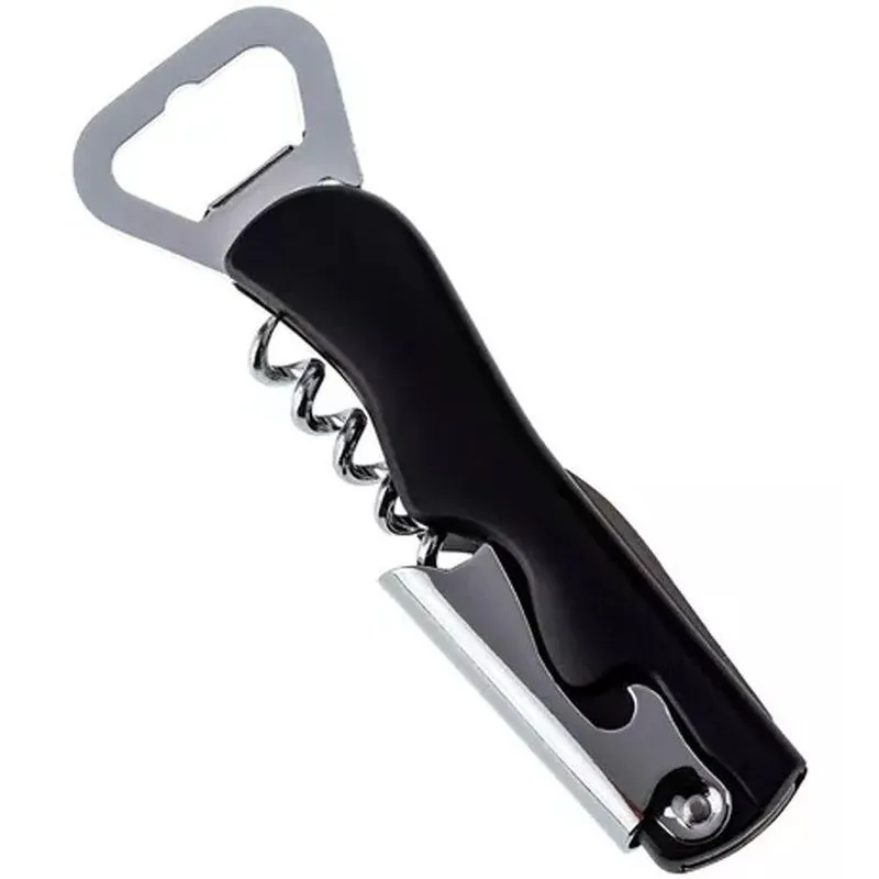 Saca Rolhas 2 Em 1 Inox Facil De Utilizar E Manusear Preto