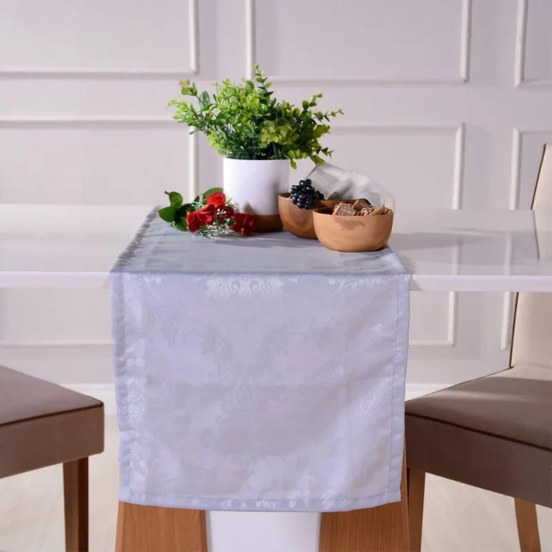 Trilho De Mesa 40x140 Damask Ligamento Cetim Cinza