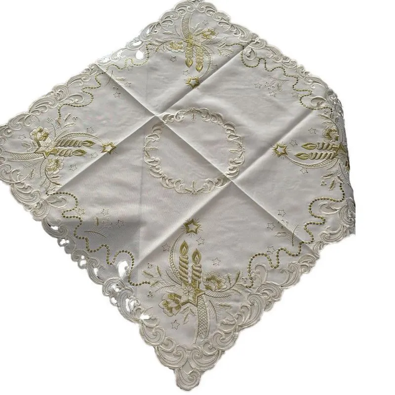 Trilho De Mesa Natalino Bordado 85x85 Lumier - Toalha De Chá