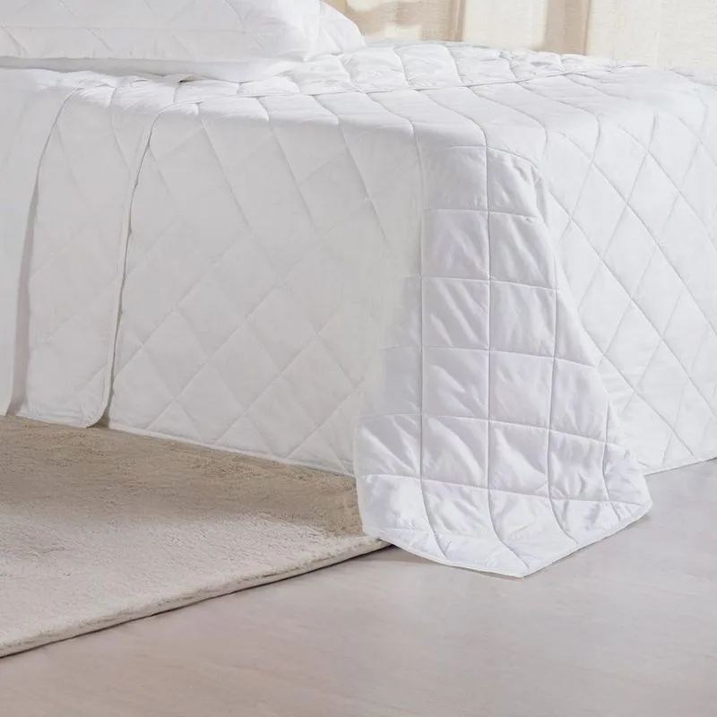 Kit Colcha Casal 3 Pçs Ricamo 300 Fios 100% Algodão 220x240cm Branco