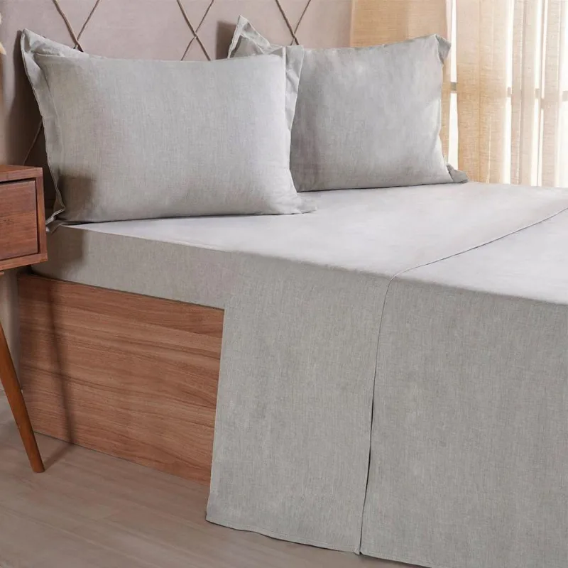 Jogo De Cama King 4 Pçs Line Stile 100% Poliéster 193x203x40cm Verde Alfafa