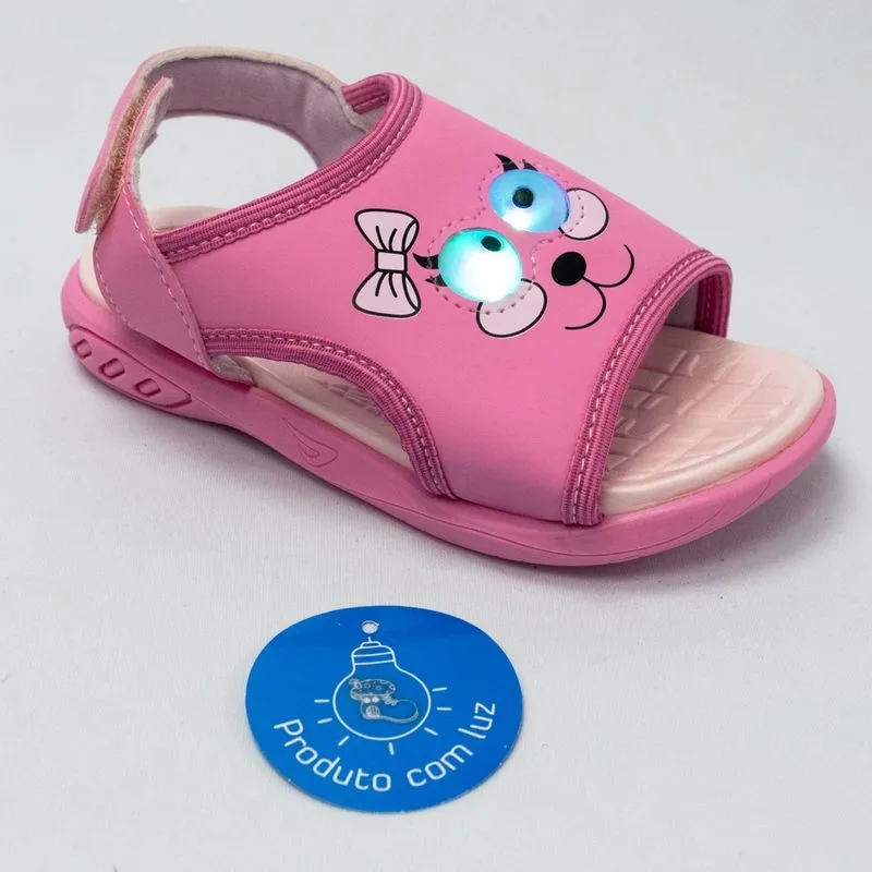 Sandália Ortopé 87011-098 Booh com Velcro e LED Rosa