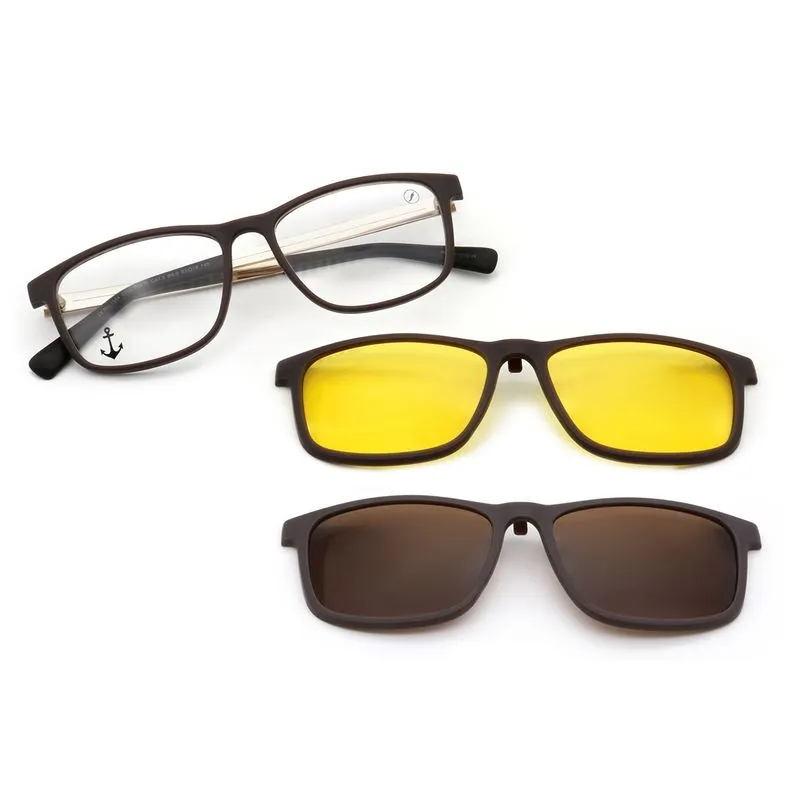 Armação Para Óculos de Grau Masculino Resort Night Vision Multi Polarizado Marrom LV.MU.1344.0202