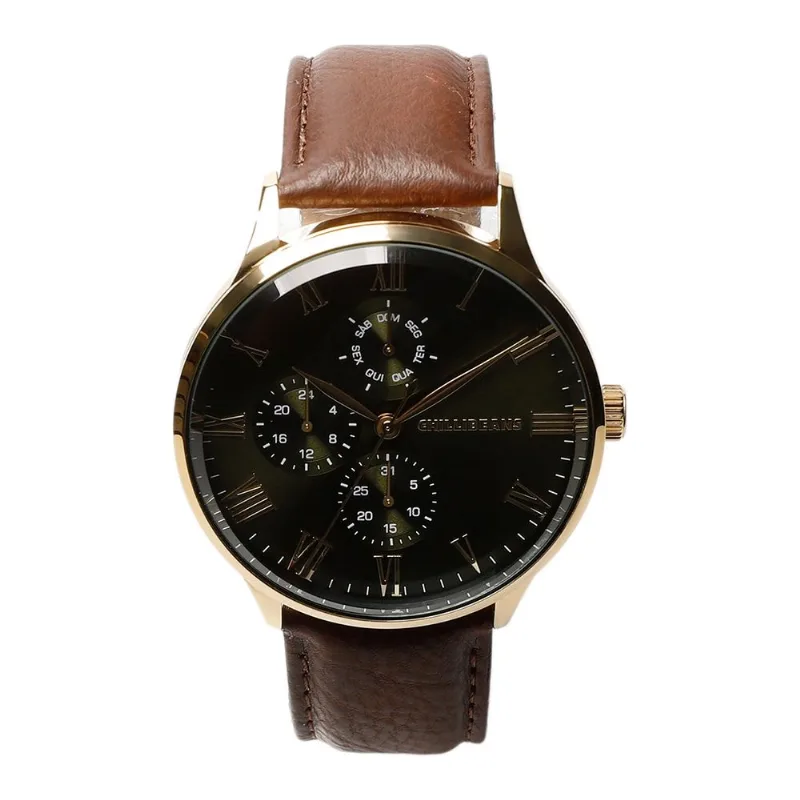 Relógio Analógico Masculino Chilli Beans Couro Dourado RE.CR.0633.2102 M