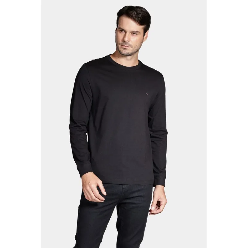 Camiseta Manga Longa Malha Básica Preto - G