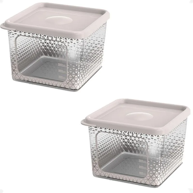 2 Pote Para Alimentos Transparente Prisma 850ml Com Tampa