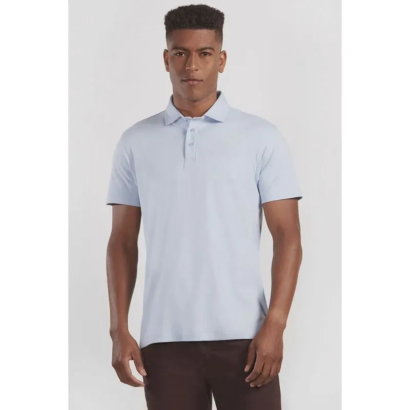 Polo Aramis Piquet Duplo Gola Jacquard Azul Claro