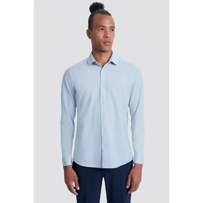 Camisa Manga Longa Slim em Malha Tech Azul Claro - G