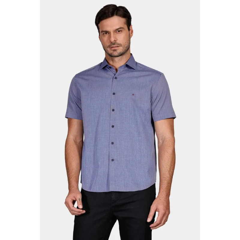 Camisa Regular Fio a Fio Azul Cobalto - M