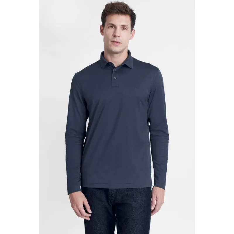 Polo Algodão Pima Tech Manga Longa Marinho - GG