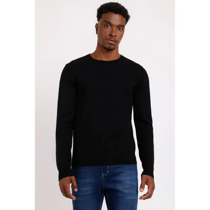 Tricot Manga Longa 100% Cashmere Preto - XGG