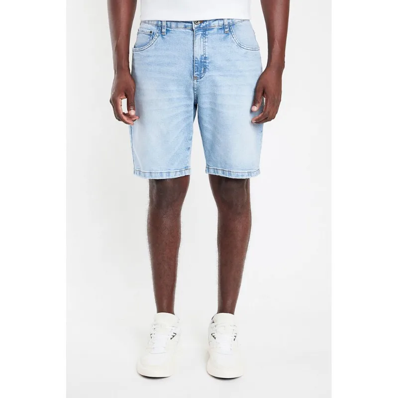 Bermuda Jeans Blue Délavé Azul Claro - 44