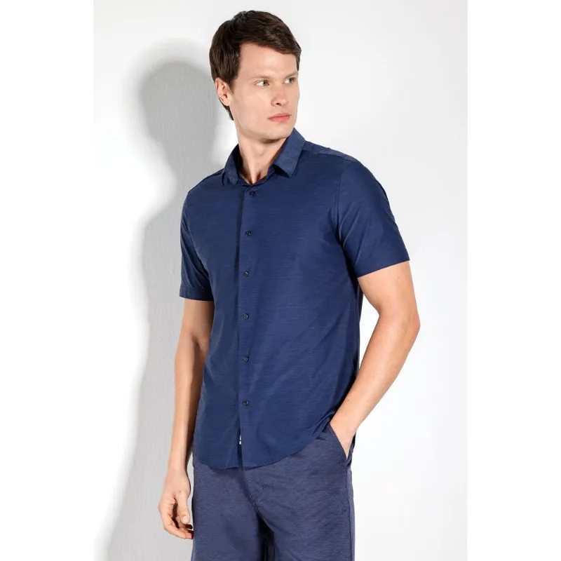 Camisa Manga Curta Melange Marinho - G
