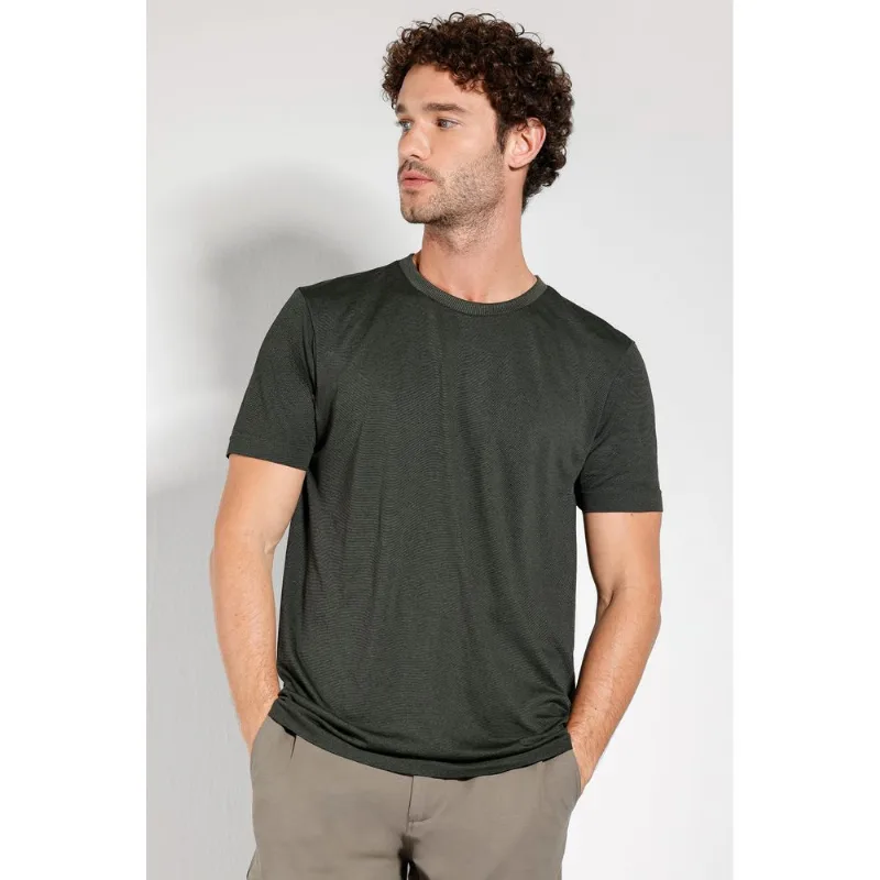Camiseta Seamless Jacquard Verde Militar - G