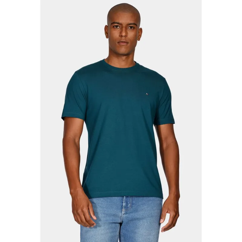 Camiseta Manga Curta Bordado Petroleo - P