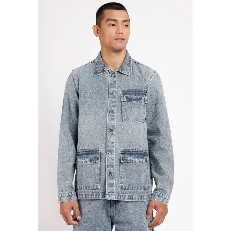 Jaqueta Jeans Vintage Dirty Azul Médio - GG