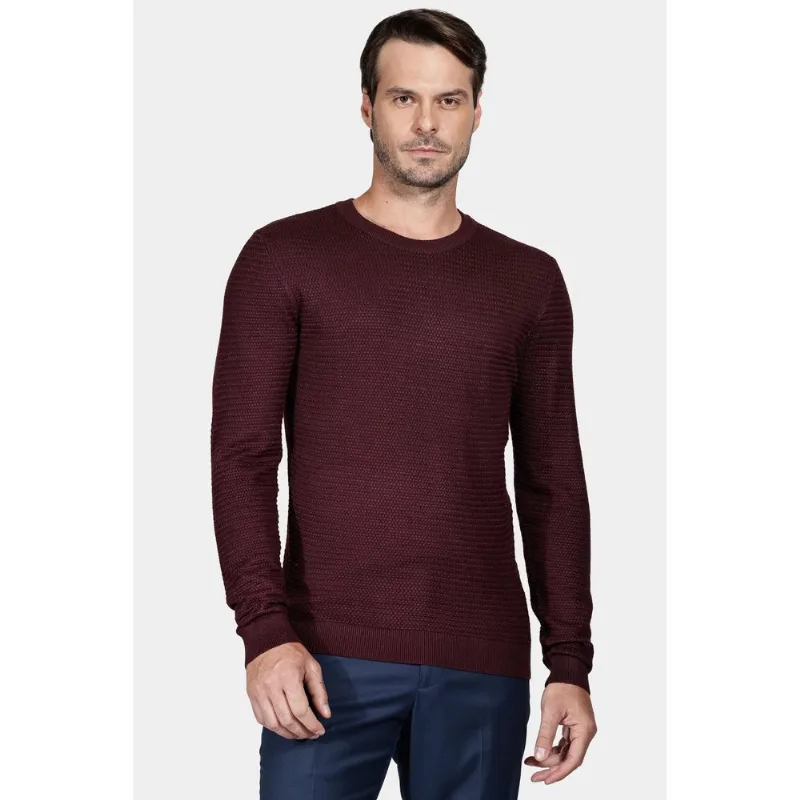 Tricot Manga Longa Viscose Jacquard Bordeaux - P