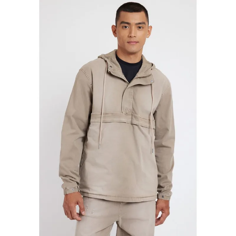 Moletom Anorak Sarja Tinturado Color Cáqui - M