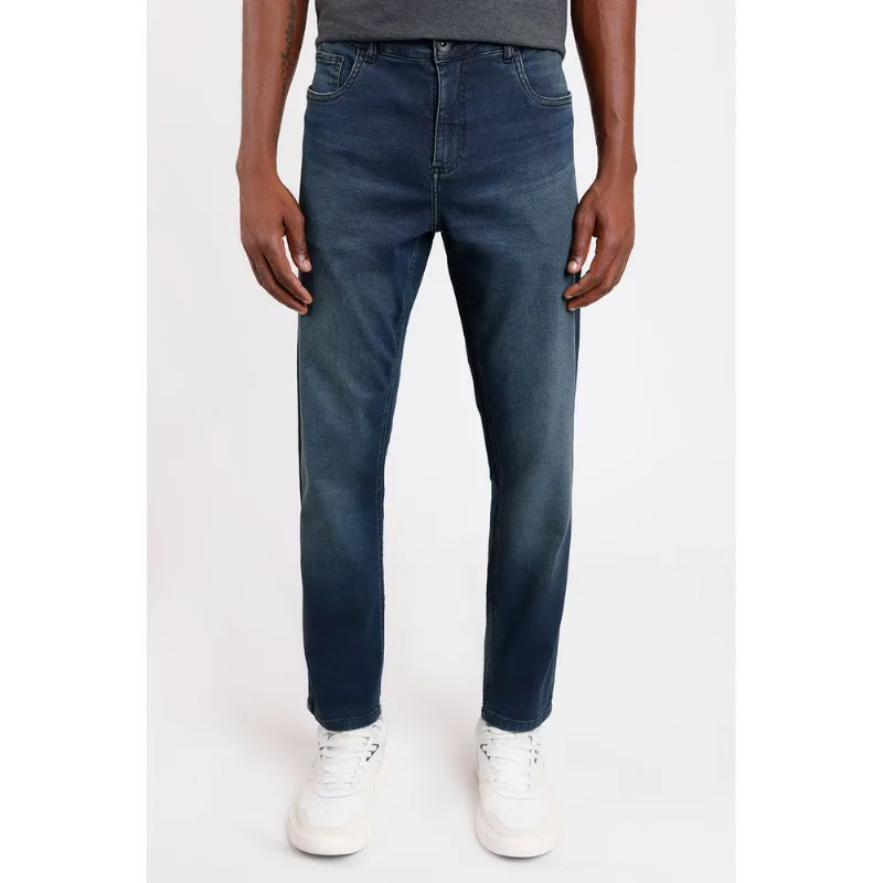 Calça Jeans Trapézio Comfort Vintage Azul Médio - 44