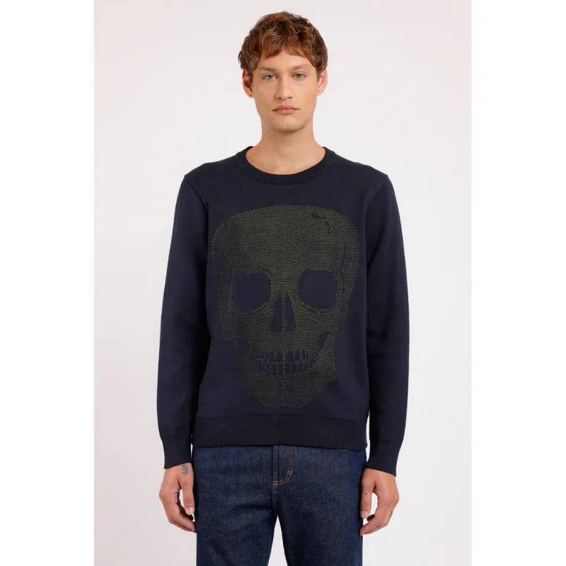 Tricot Manga Longa Caveira Herchcovitch Marinho - GG
