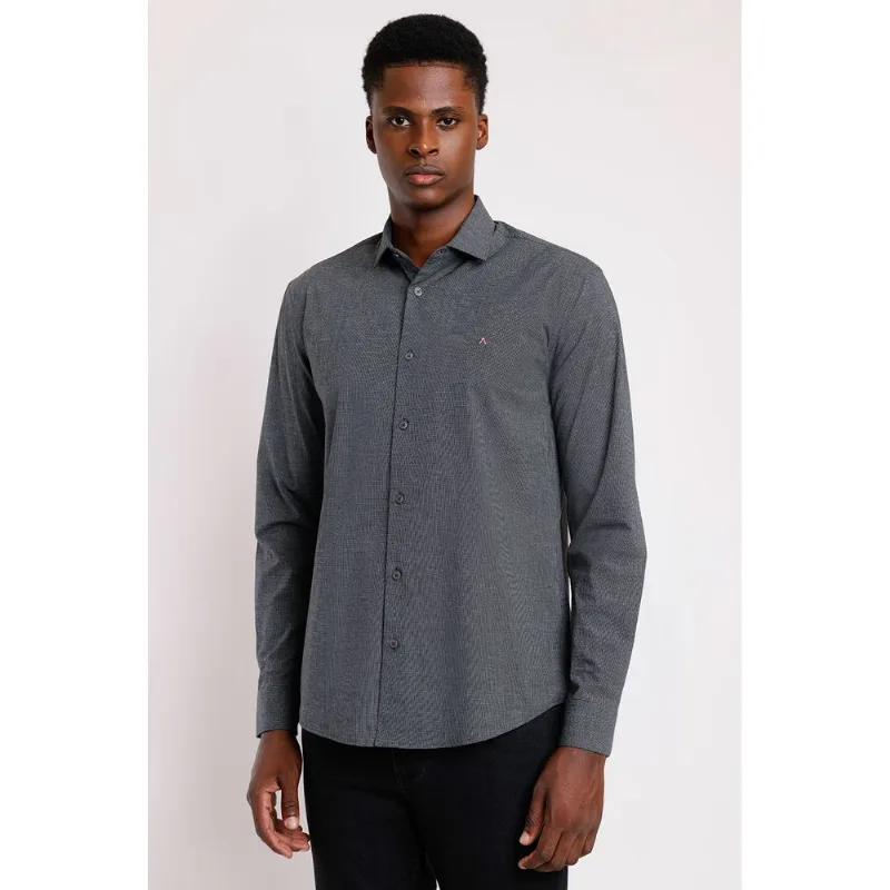 Camisa Regular Cosmo Micro Xadrez Preto - GG