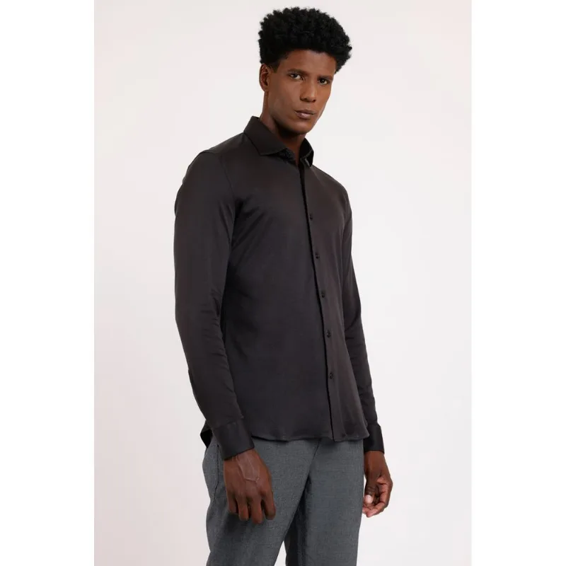 Camisa Manga Longa Cosmo Slim em Algodão Supima Preto - G