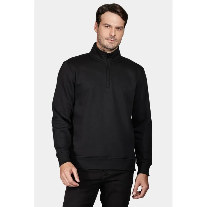 Moletom de Malha 1/2 Zíper Preto - GG