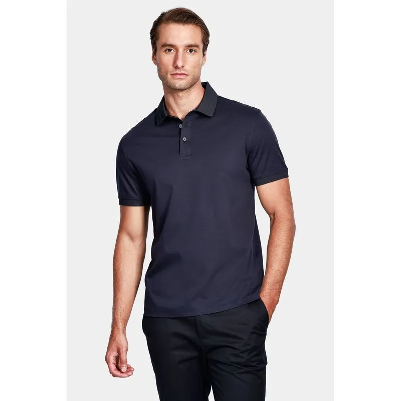 Polo Manga Curta Silk Blend Modal Marinho - GG