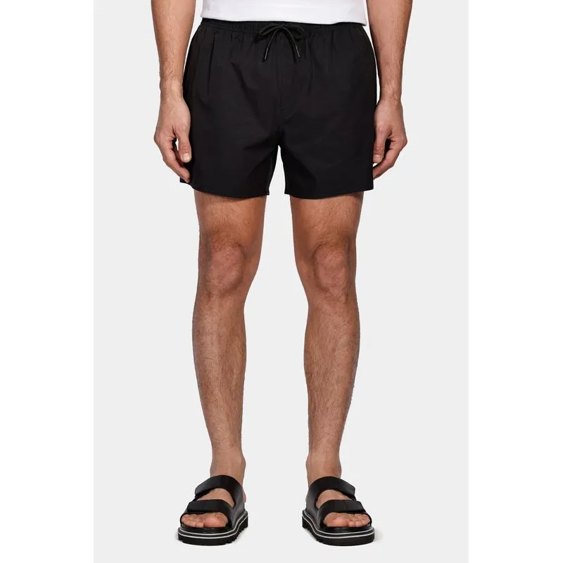Shorts de Elástico Liso Maquinetado Preto - GG
