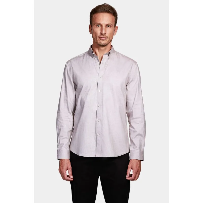 Camisa Manga Longa Slim Oxford Button-Down Tabaco - P