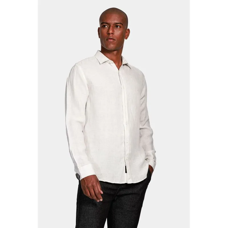 Camisa Manga Longa Slim em Linho Irlandês Gelo - XGG