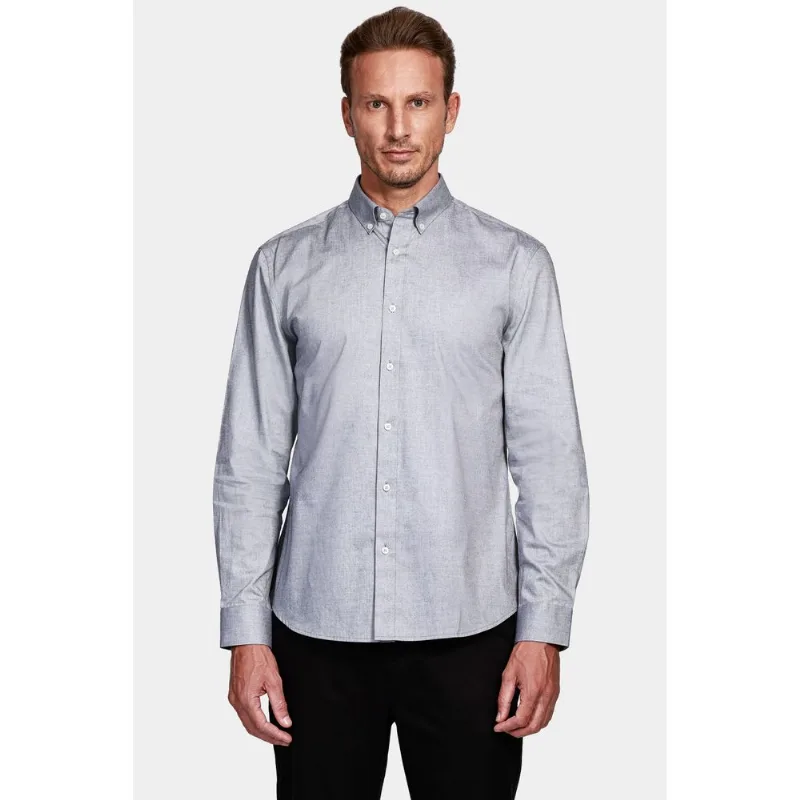 Camisa Manga Longa Slim Oxford Button-Down Preto - P