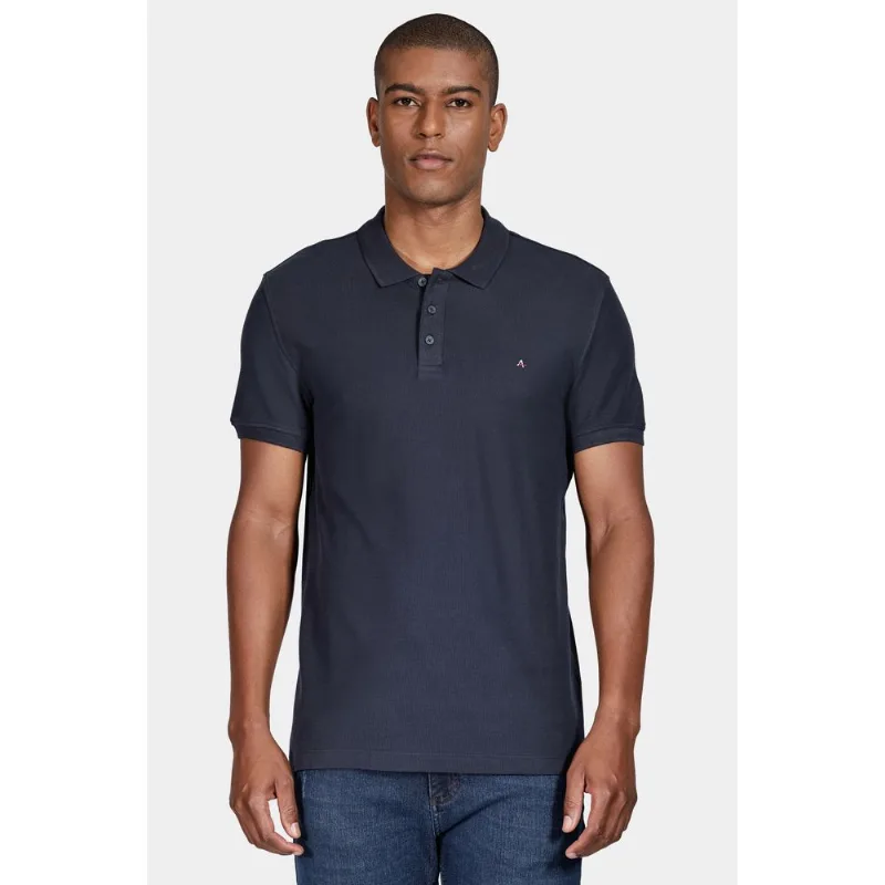 Polo Manga Curta Cotton Piquet Basic Marinho - G