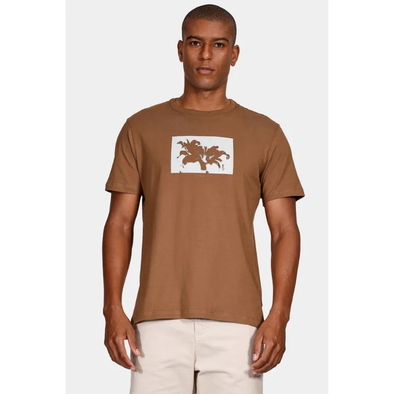 Camiseta Lírio Com Estampa Fotografia Cáqui Mascavo - M