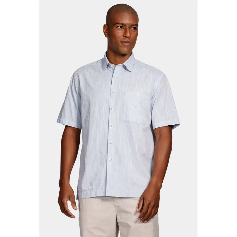Camisa Manga Curta Move Regular Flamê Lisa Com Bolso Azul - M