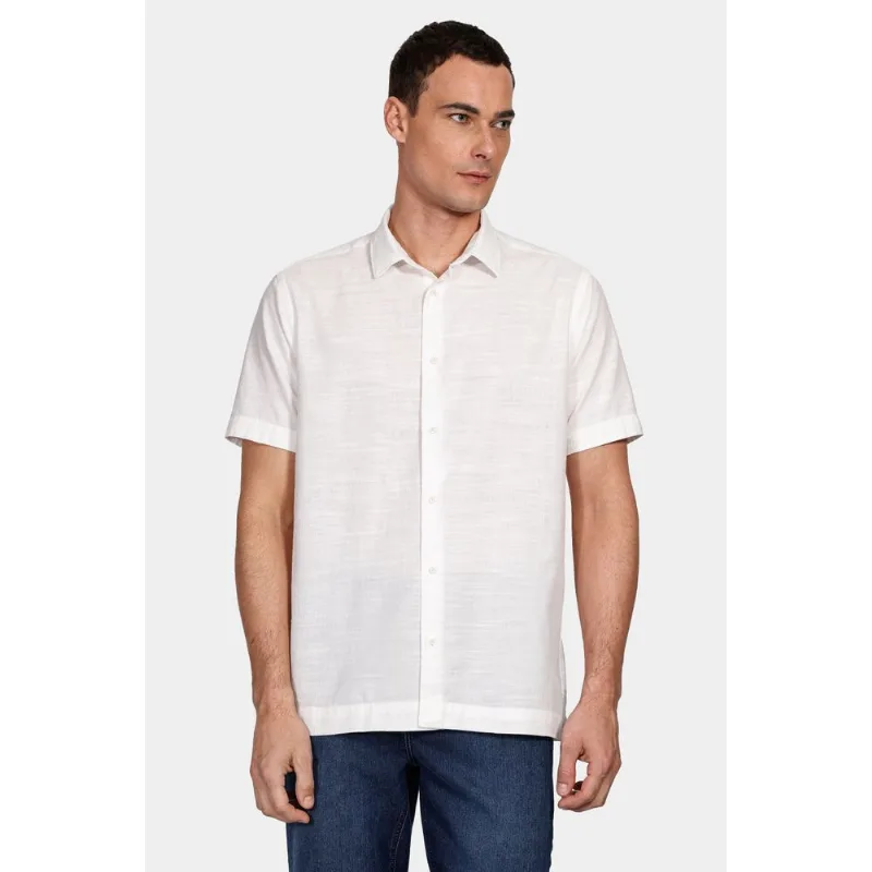 Camisa Manga Curta Move Regular Ampla Flamê Textura Sur Ton Off White - XGG