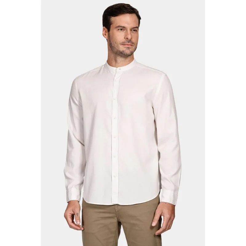 Camisa Manga Longa Regular Gola Padre Lenzing Off White - GG