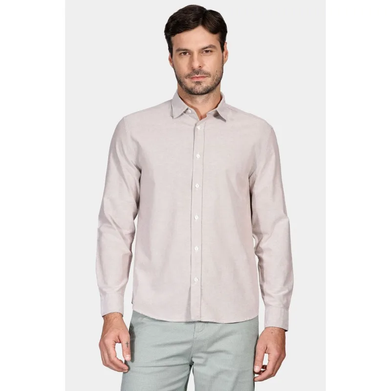 Camisa Manga Longa Regular Oxford Cáqui - G