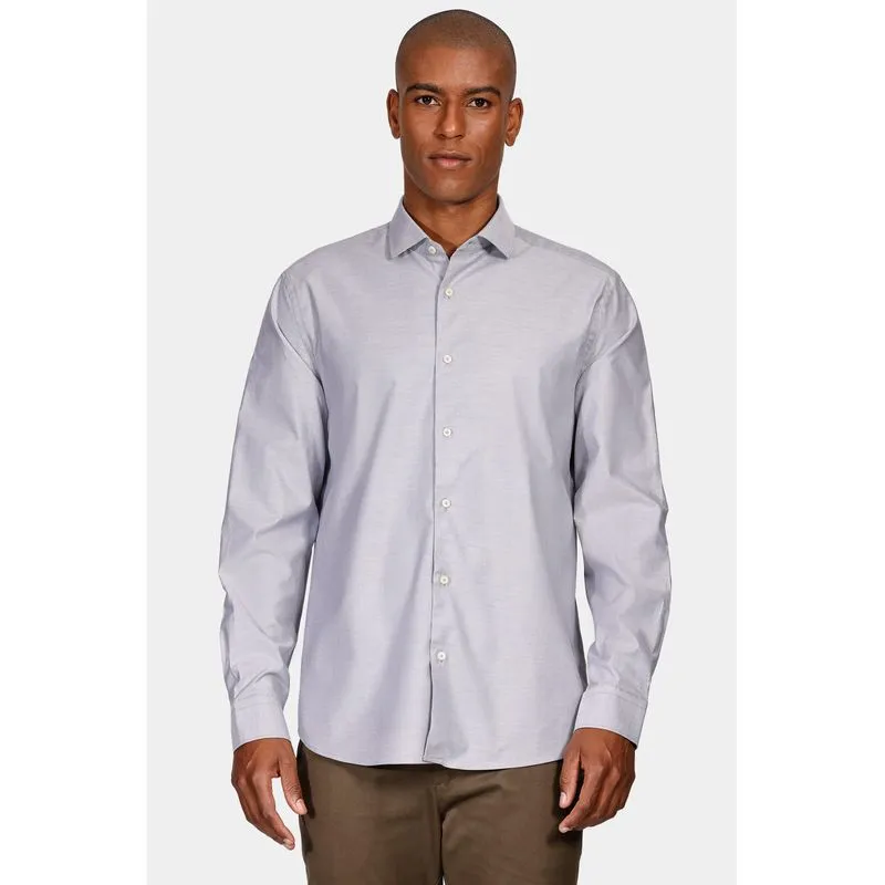 Camisa Slim Sarja Pima Stretch Bellagio Cinza - M
