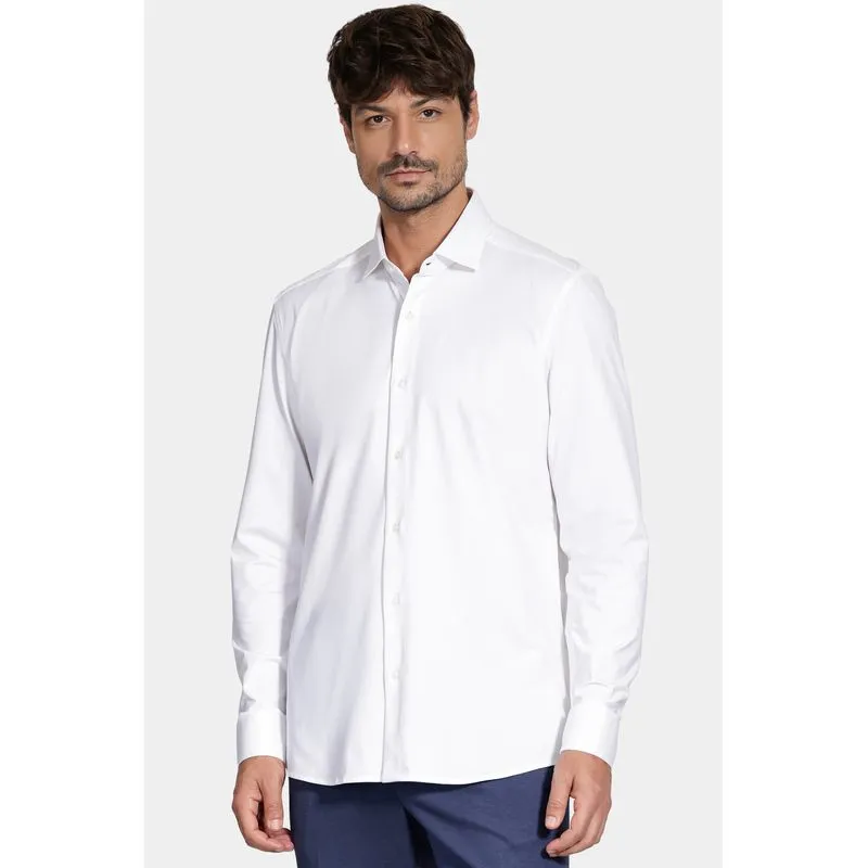 Camisa Slim Cetim de Malha Fio 120/2 Branco - P