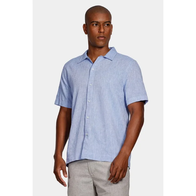 Camisa Regular Linho Algodão Surat Azul - P