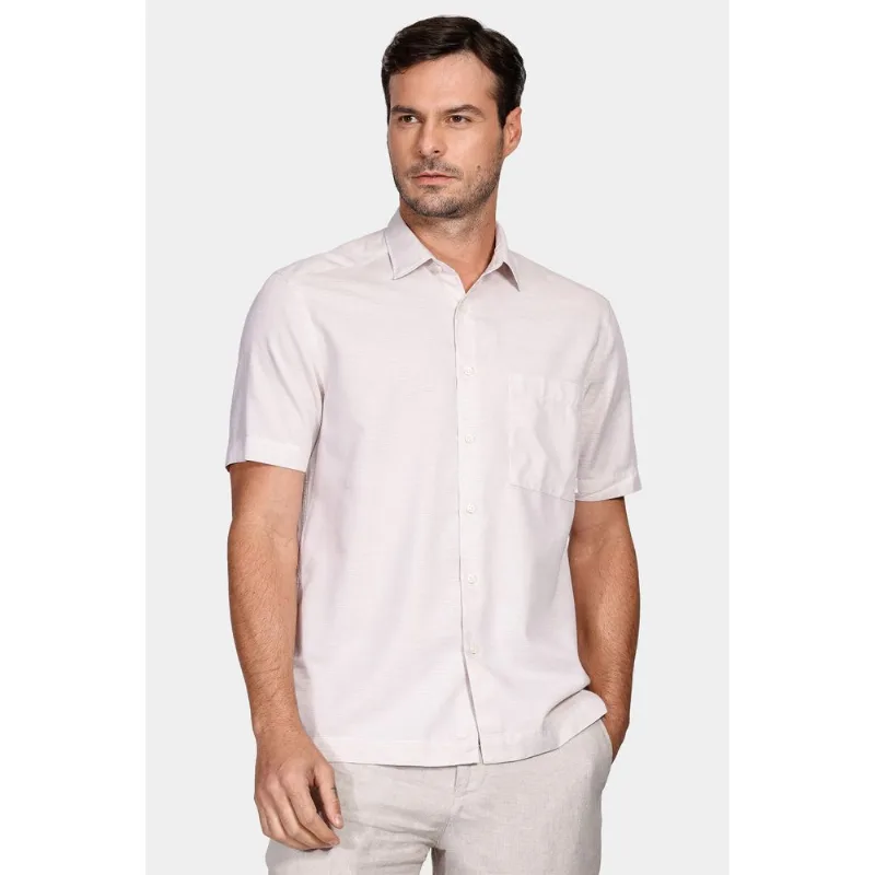 Camisa Manga Curta Regular Ampla Sarjada Leve Natural - M