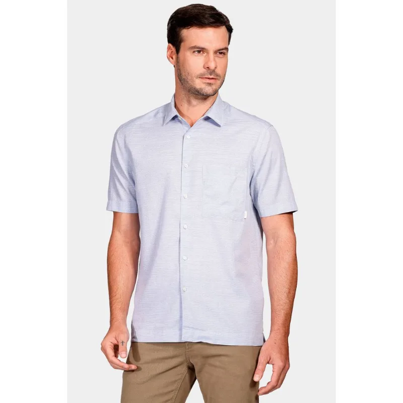 Camisa Manga Curta Regular Ampla Sarjada Leve Alumínio - M