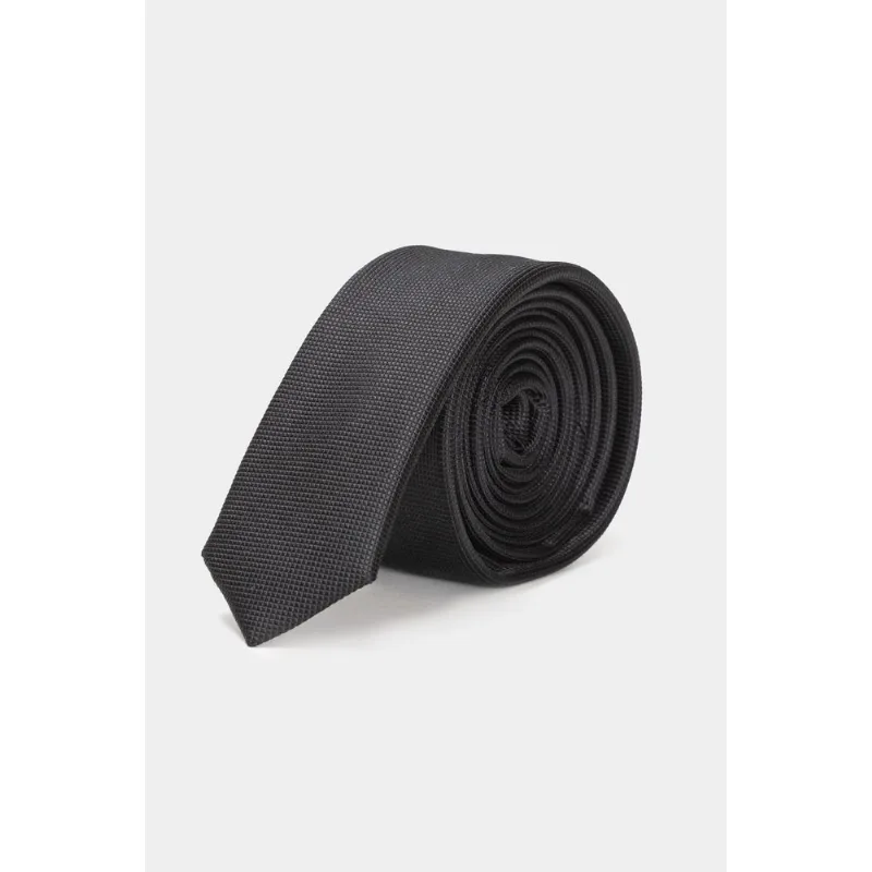 Gravata de Seda Slim Quadriculada Preta - UN