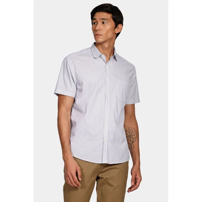 Camisa Regular Algodão Micro Xadrez Branco Com Marinho - XXG