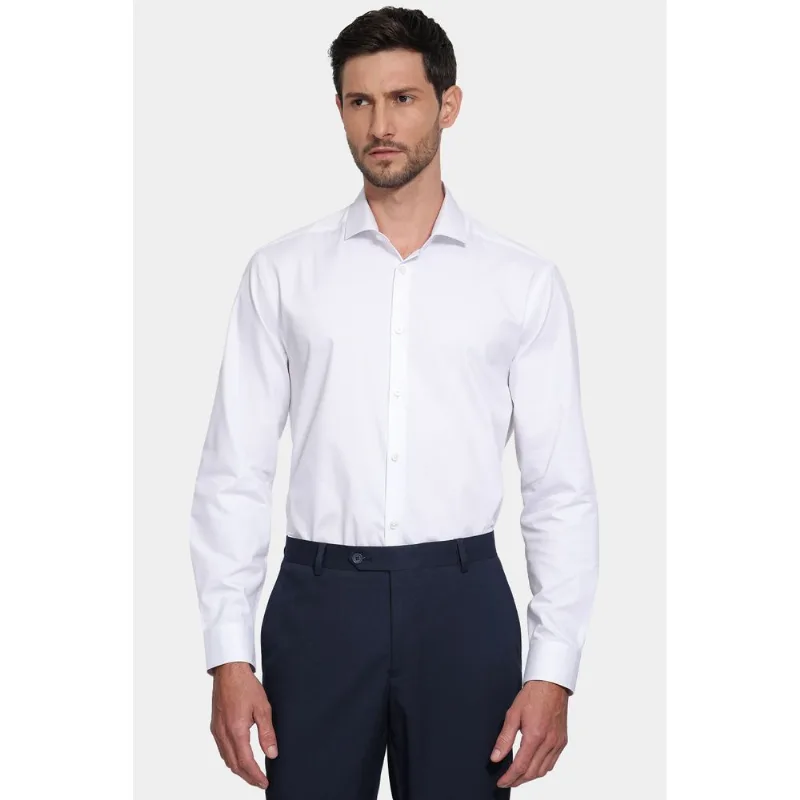 Camisa Manga Longa Algodão Misto Branco - M