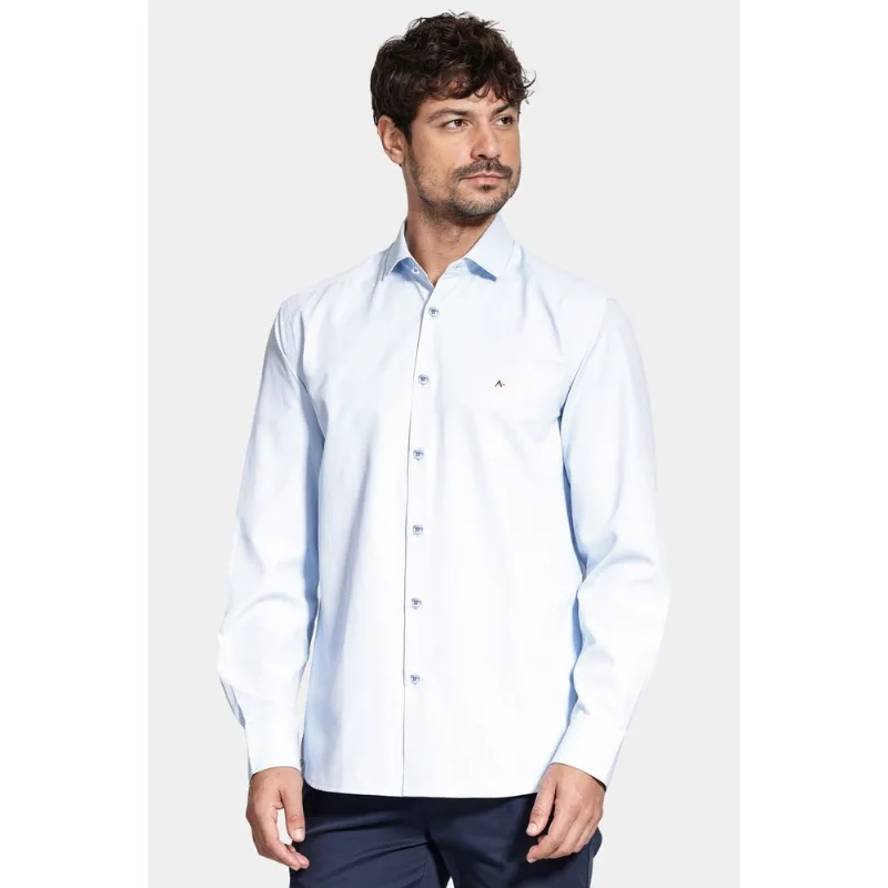 Camisa Manga Longa Algodão Misto Azul - XGG