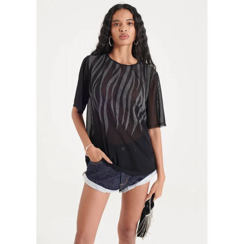 T-Shirt Alongada Shine Preto G