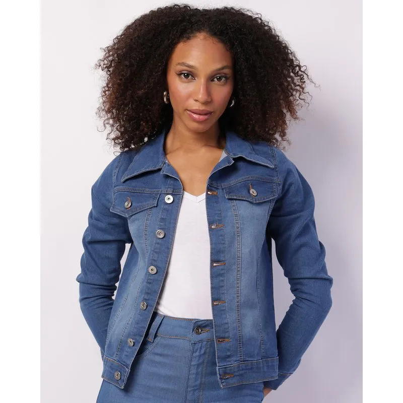 Jaqueta Jeans Feminina com Lapela Azul M