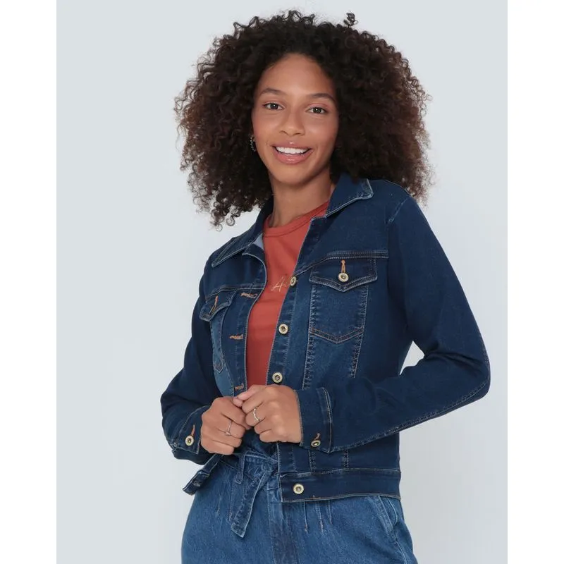 Jaqueta Feminina Jeans Azul Escuro GG